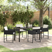 Set da pranzo da giardino 5 pezzi con cuscini in rattan poliestere nero