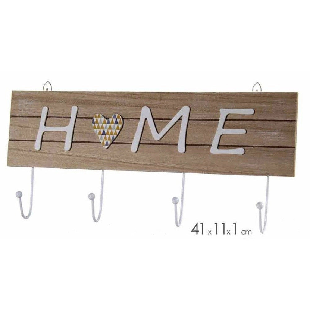 Trade Shop - Appendino Appendi Abiti Da Parete Legno Gancio A 4 Decoro Home 41x11x1cm 745693 -