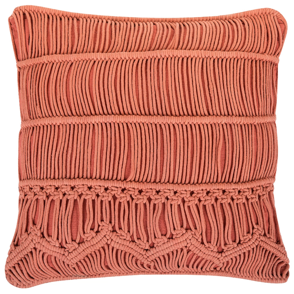 Set di 2 cuscini decorativi in cotone arancione macramè 45 x 45 cm corda Boho Retro Decor accessori