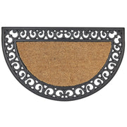 Zerbino in fibra di cocco naturale con fondo in PVC e gomma antiscivolo 45 x 75 cm, rotondo e moderno, per la decorazione di ambienti interni
