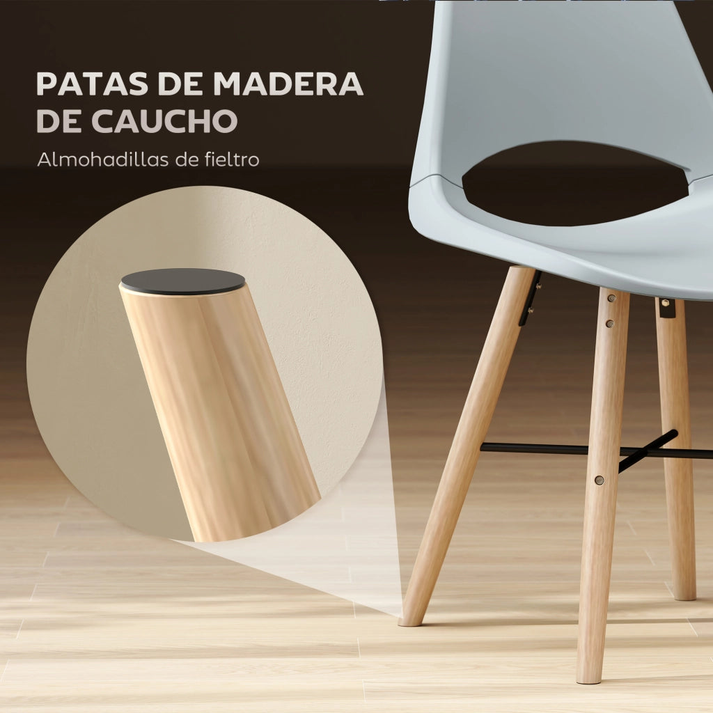 Set 2 Sedie da Pranzo ¨C Zephmum ¨C Plastica e Legno Grigio