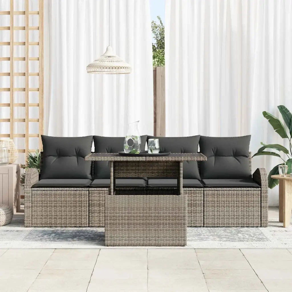 Set Divano da Giardino 5 pcs Grigio Rattan in Polipropilene