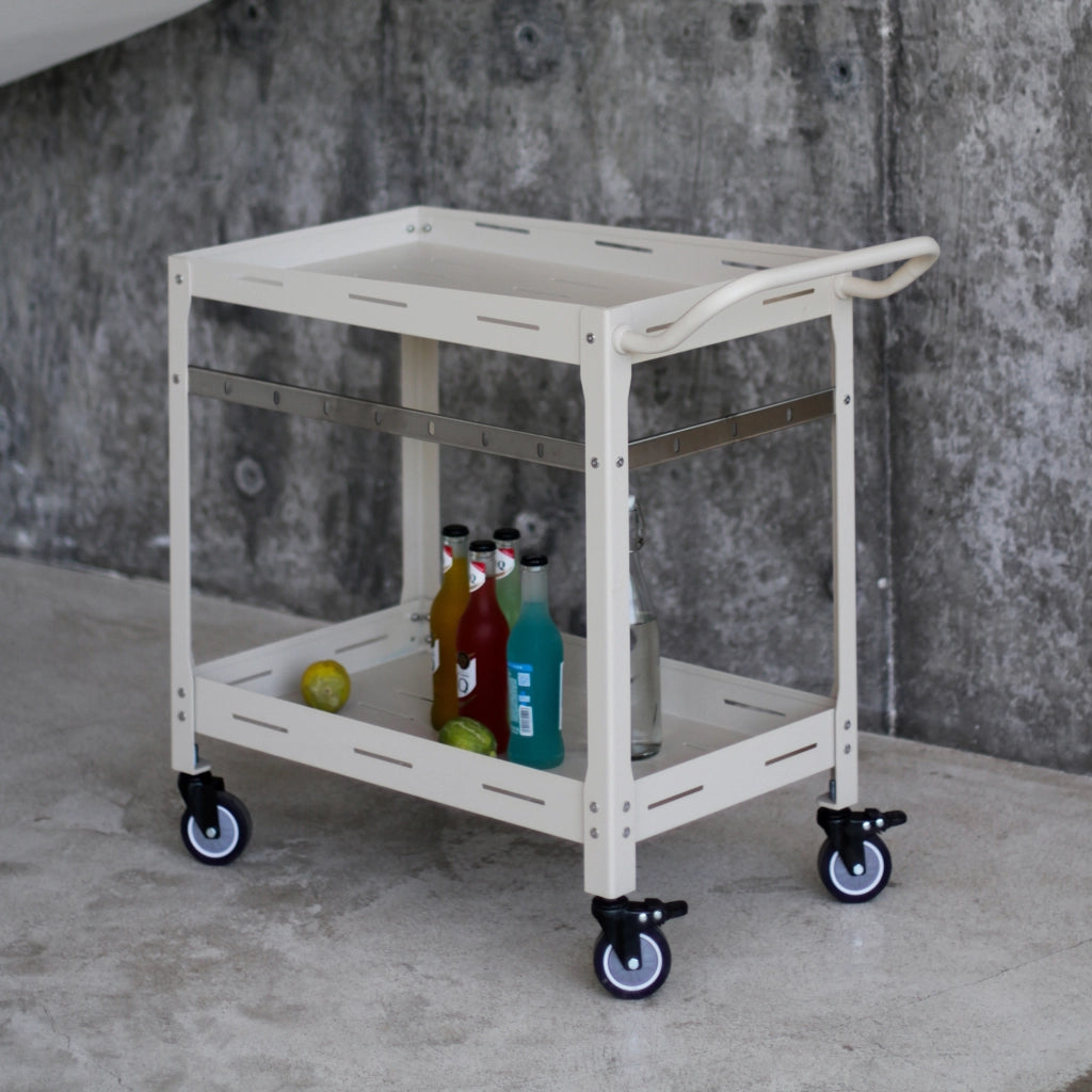 Carrello Portavivande Bard in Acciaio con 2 Ripiani e Ruote 72x77x38 cm - Color Champagne casa.pro