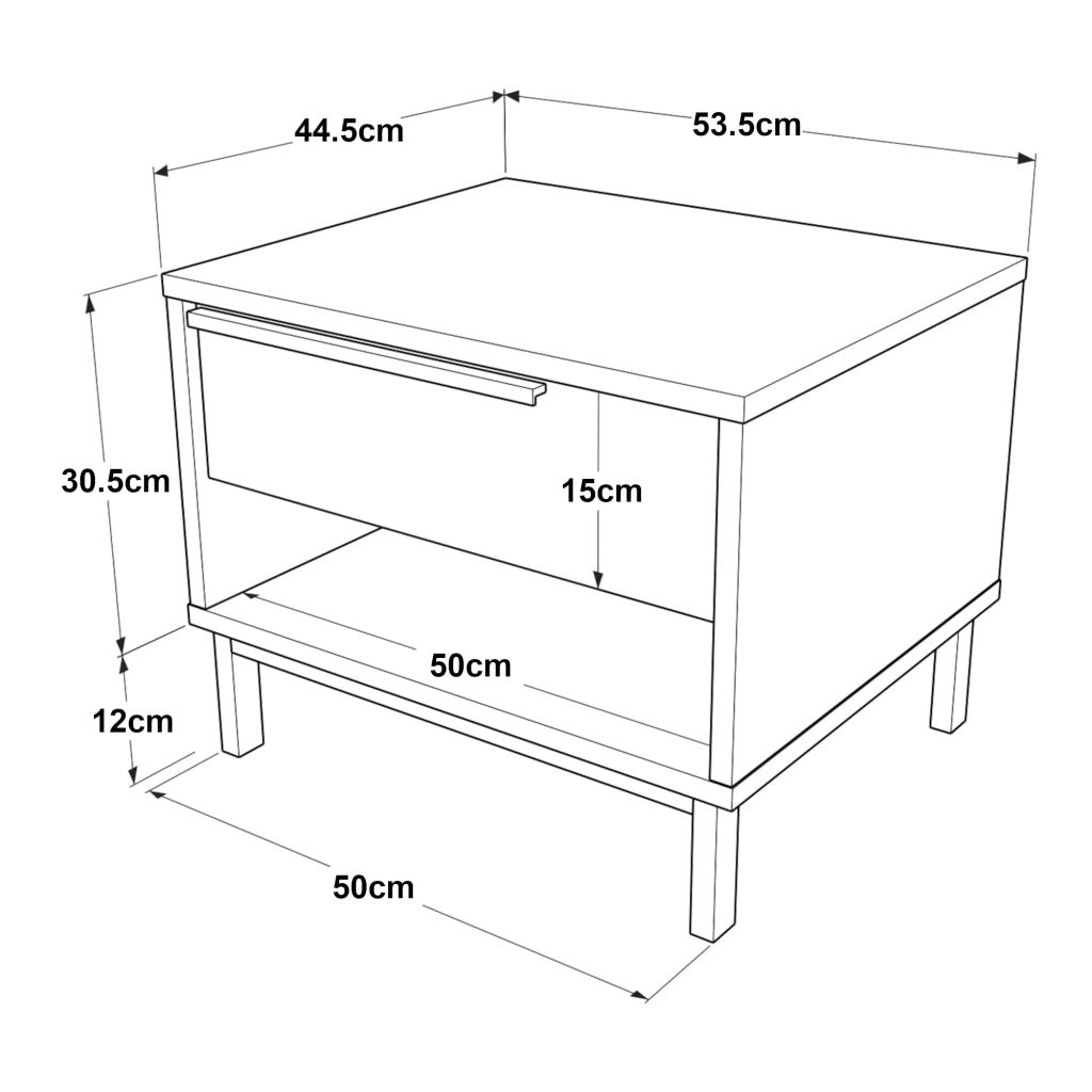 Comodino Kvænangen con Cassetto e Scomparto Aperto - Effetto Rovere / Rattan [en.casa]