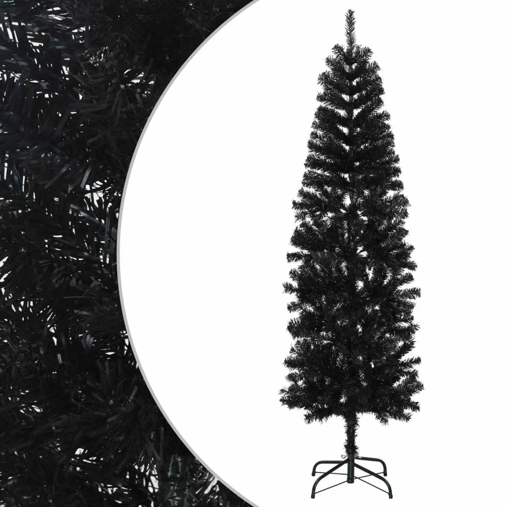 Albero di Natale Artificiale Sottile 180 cm PVC e Acciaio Nero 42055252