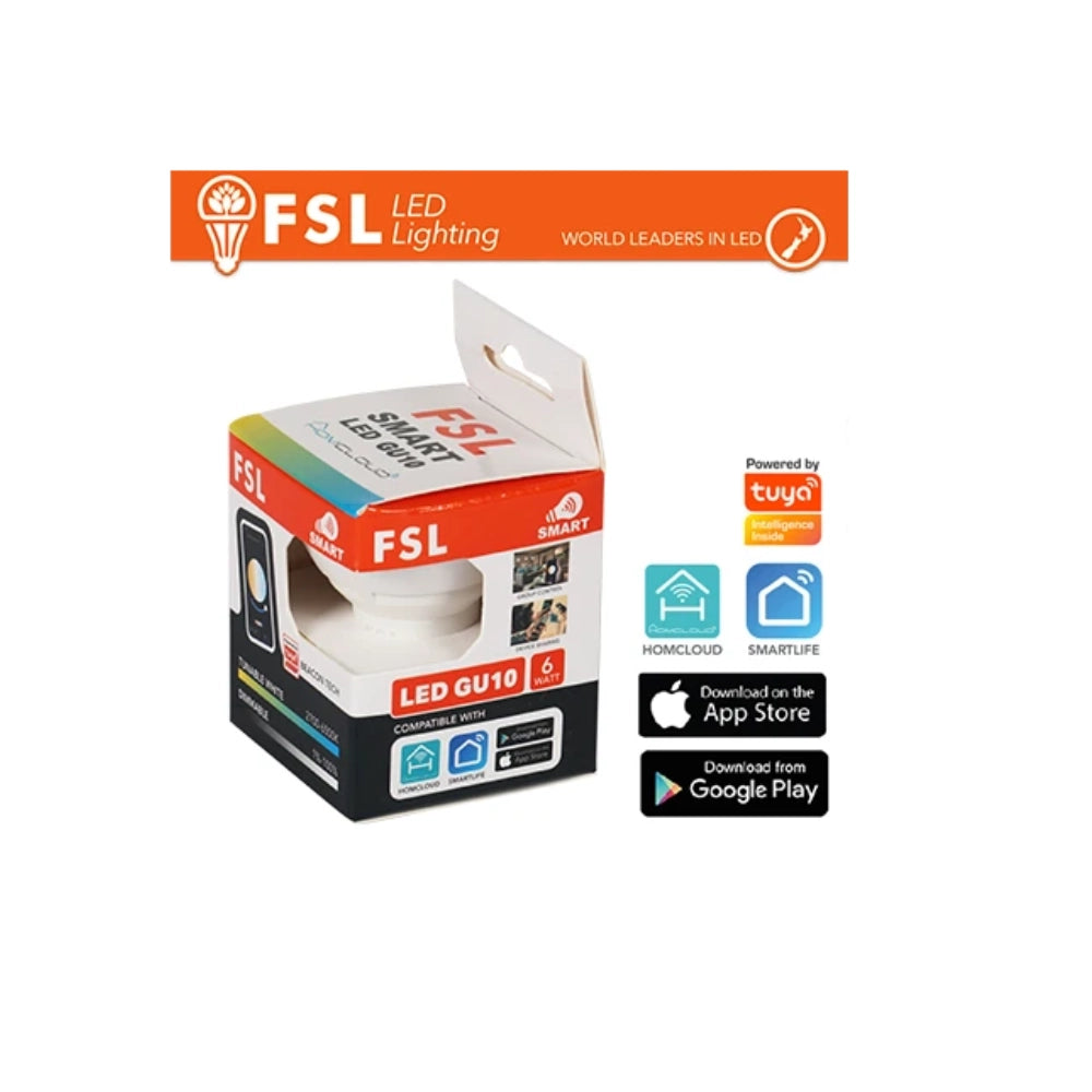 Fsl lampadina smart led gu10 dimmerabile 6w luce cct compatibile con app bluetooth