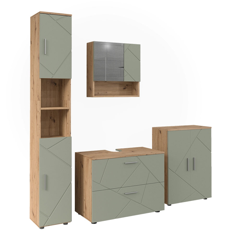 Vicco Set di mobili da bagno Verde salvia 4 parti