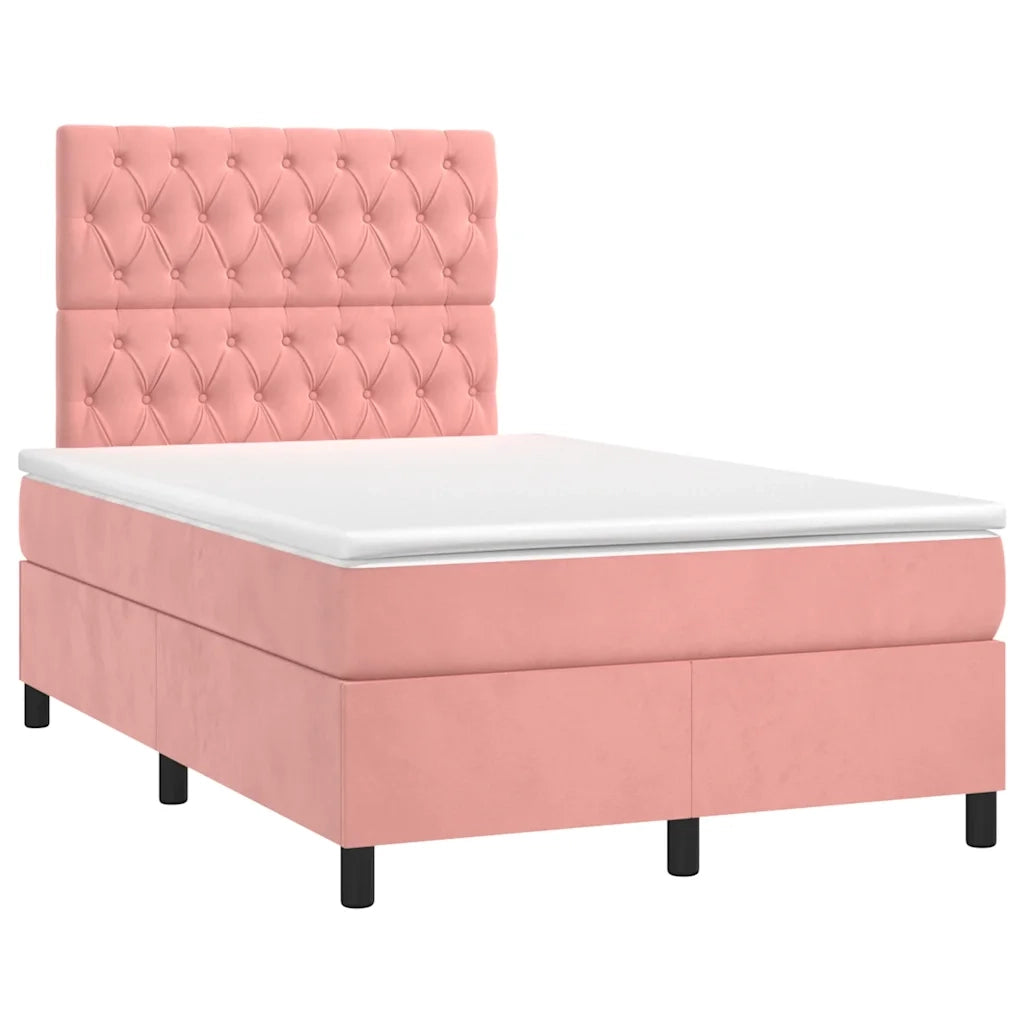 Letto a Molle con Materasso e LED Rosa 120x190 cm in Velluto 3270334
