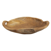 Vassoio svuotatasche Wahan in teak riciclato con manici 42x36x7 cm — pezzo unico