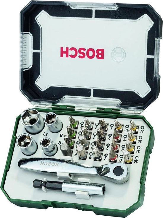 Set di chiavi e raccordi a 26 pezzi - Phillips Pozi a stella a 6 facce Torx Accessori di trapano e chiave a molla