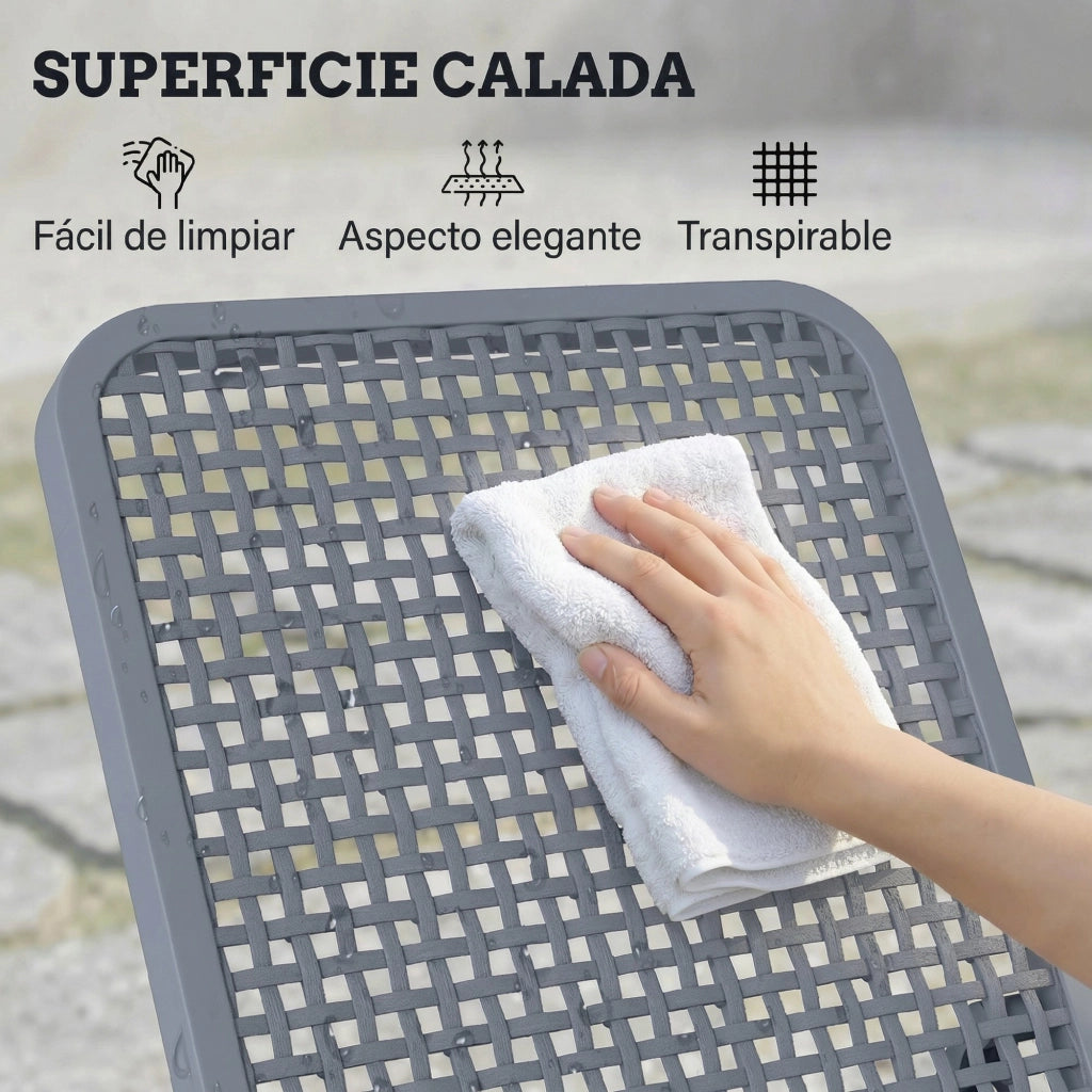 Poltrona Reclinabile da Giardino ¨C Zephmum ¨C Grigio 191x55x35,5 cm
