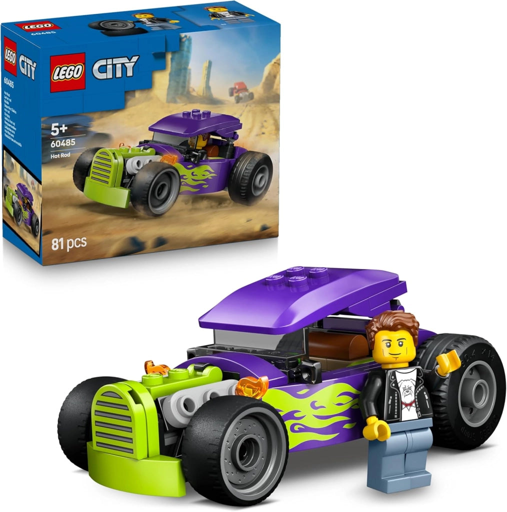 LEGO City Bolide - Auto da Corsa Giocattolo - Macchina con Minifigure del Pilota e Tetto Apribile , Eta 5+