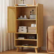 Mobile TV Rattan con 2 ante e 2 ripiani aperti - Zephmum- B60¡ÁT40¡ÁH121 cm grande capacit¨¤