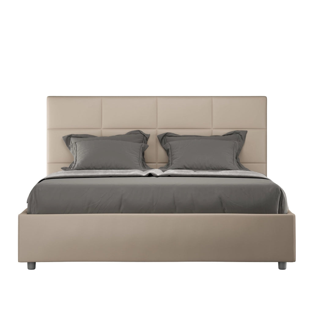 Letto matrimoniale francese senza rete imbottito 140x200 similpelle tortora Mika