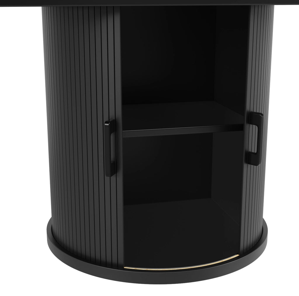 Tavolo da pranzo allungabile 118(158)x118x76.8 cm con vano contenitore; MDF nero