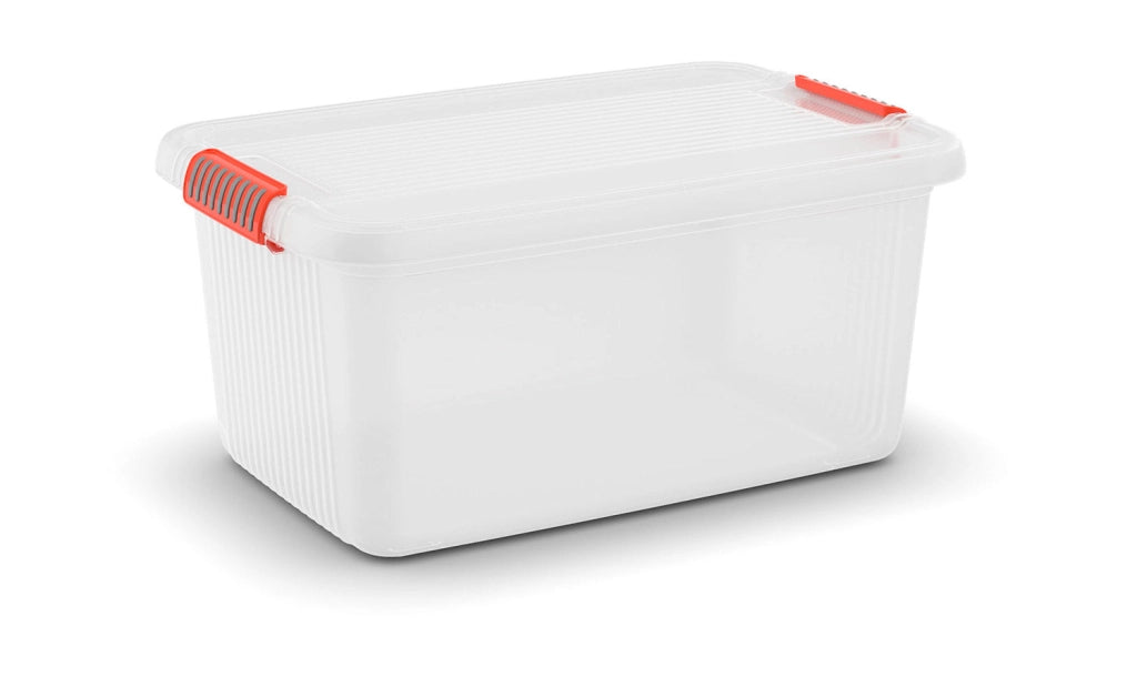 Set 3 Contenitori Rettangolari 59x39x28 cm in Plastica Keter K-Latch L Trasparente
