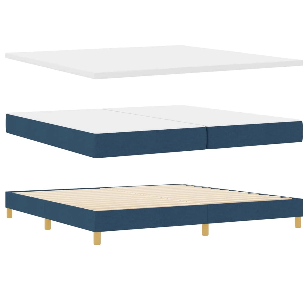 Letto a Sorgente LED con materasso Blu 200 x 200 cm Tessuto