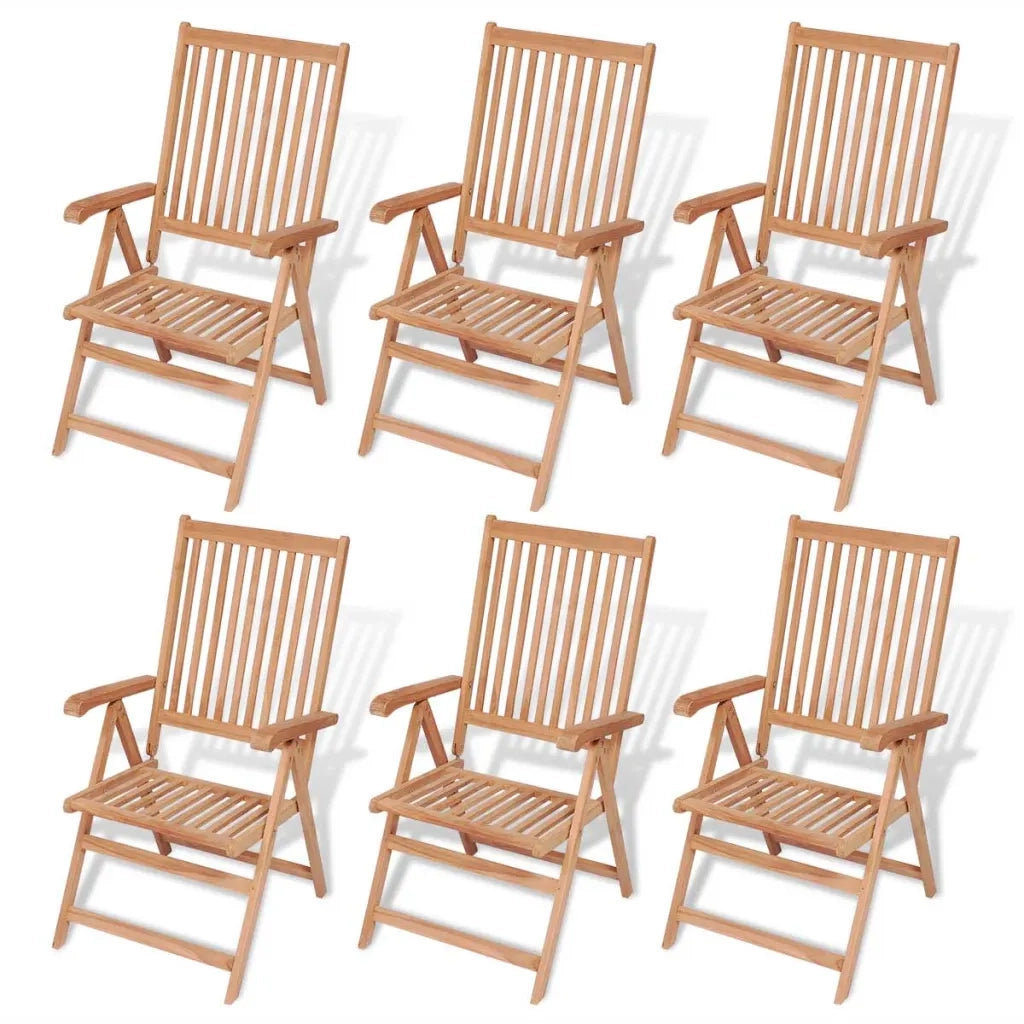 Set da Pranzo da Giardino 7pz Sedie Pieghevoli Massello di Teak 43032