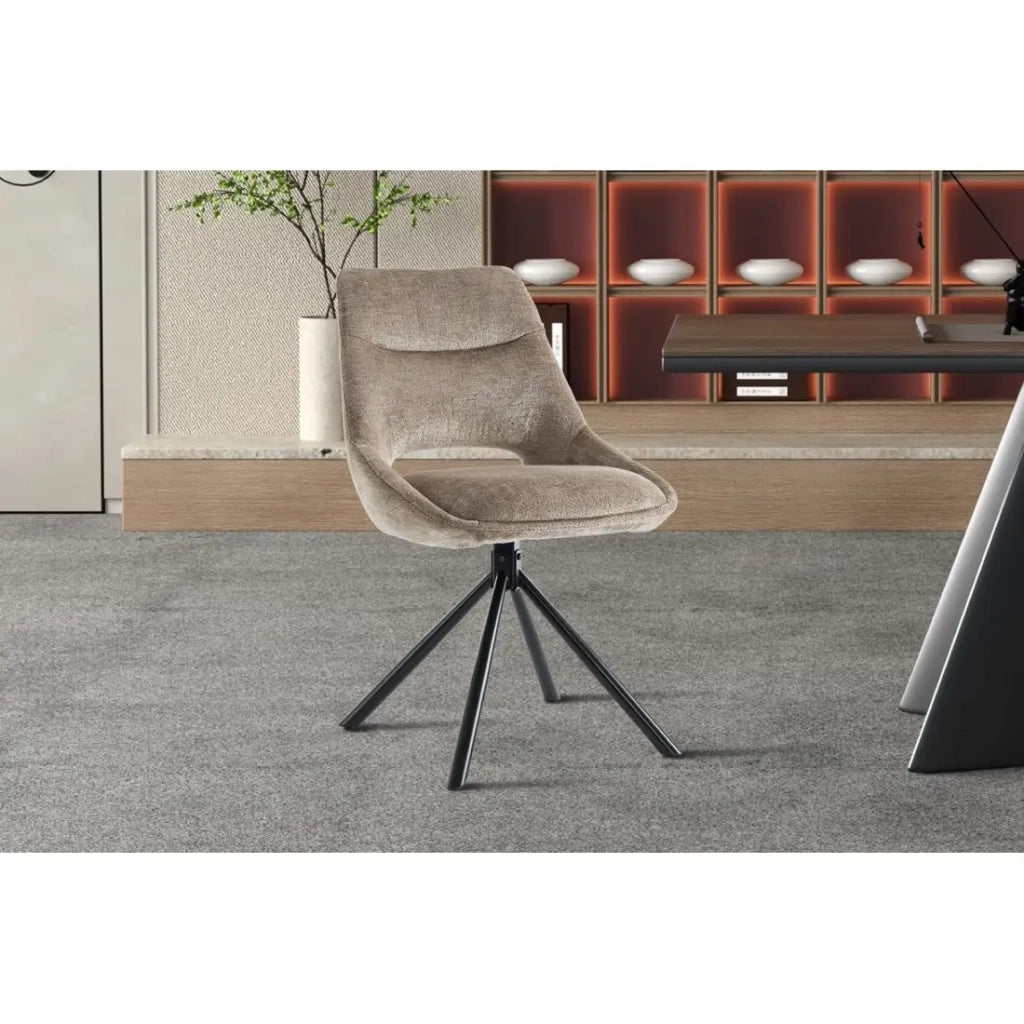 Set di 2 sedie YUMENA - Tessuto taupe - Piedi in metallo - Design compatto - Eleganza senza tempo e confortevole