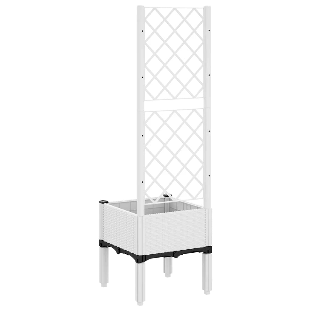 Fioriera rialzata per piante fiori terrazza giardino con traliccio 40 x 40 x 142 cm PP bianco 02_0038290
