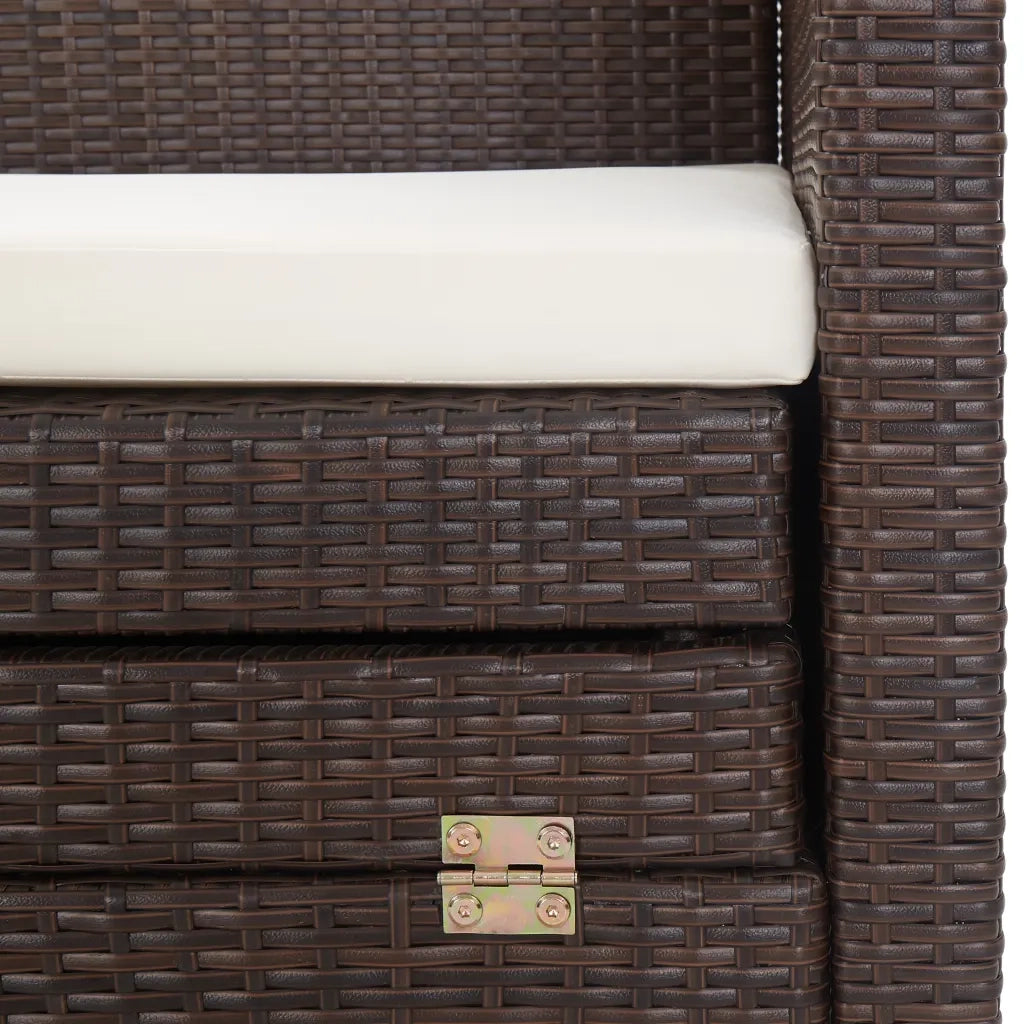 Divano Letto a 3 Posti Estendibile con Tetto Polyrattan Marrone 46076