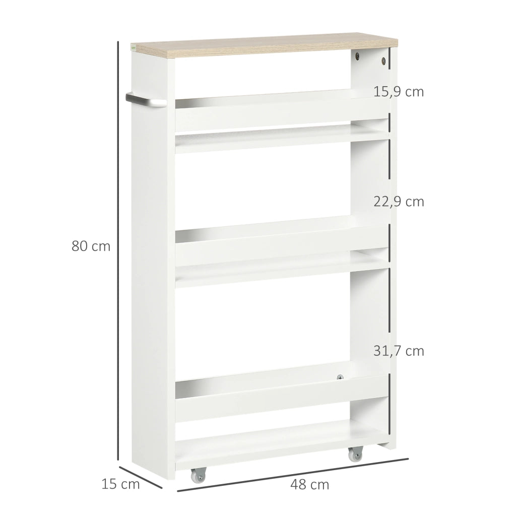Carrello mobile da bagno con 3 ripiani ¨C zephmum ¨C 50x13x67,5 cm bianco