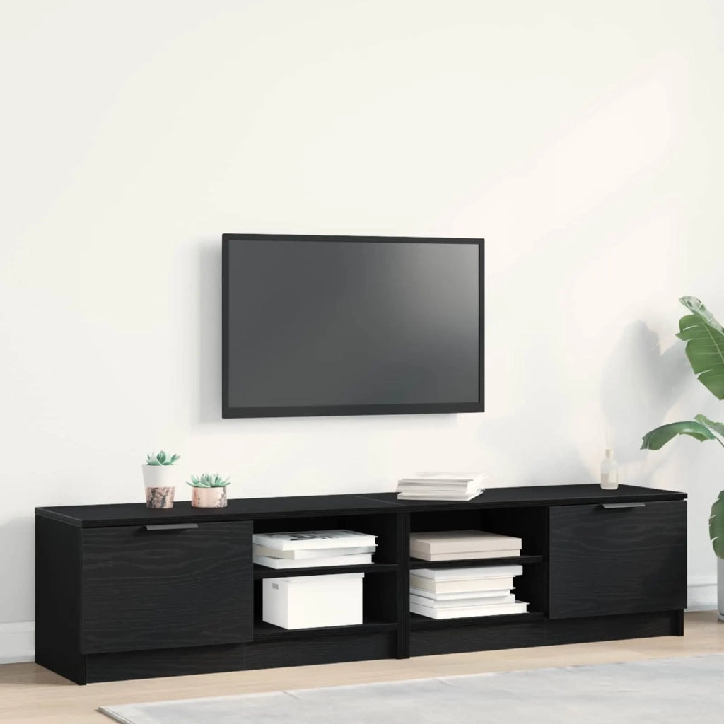 Mobile TV 2 pcs Rovere Nero 80 x 35 x 36,5 cm Legno multistrato 862746