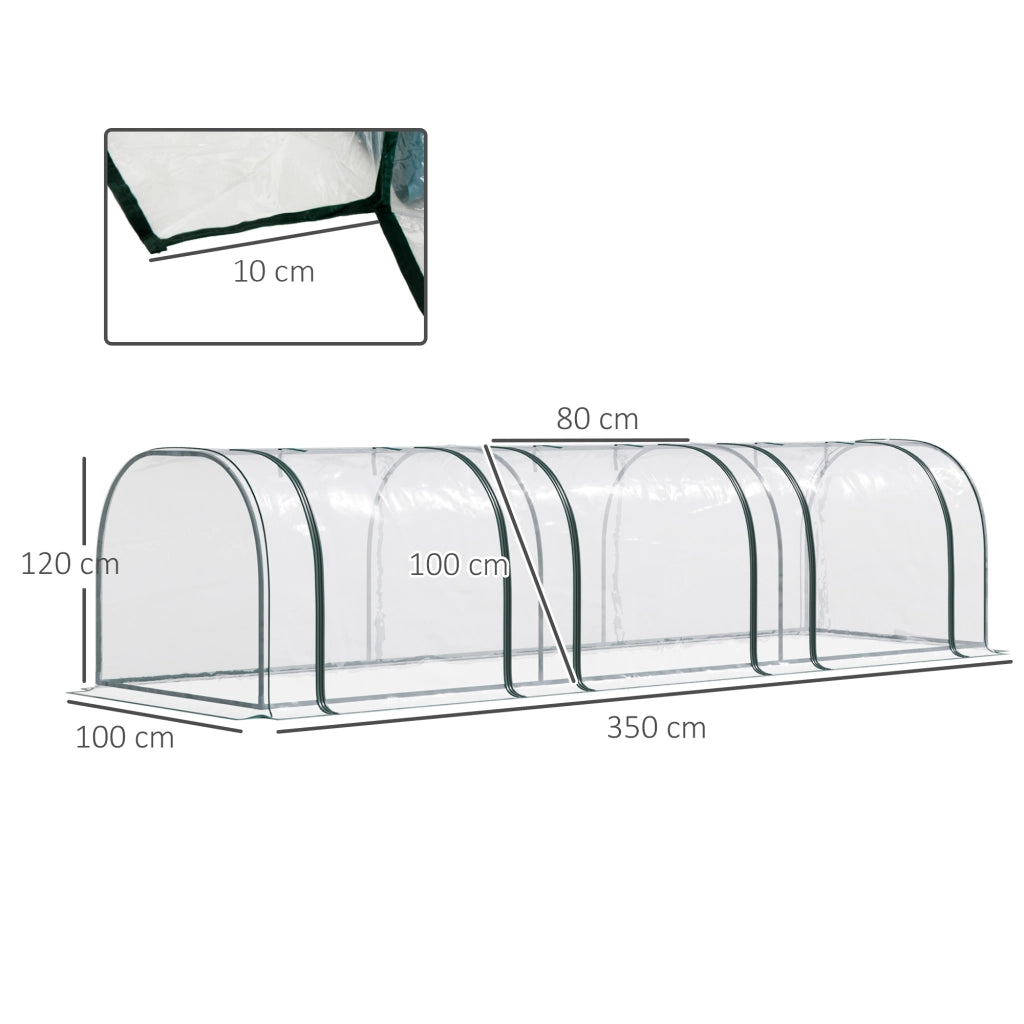 Serra da giardino con porta ¨C zephmum ¨C trasparente e verde 350x100x80 cm