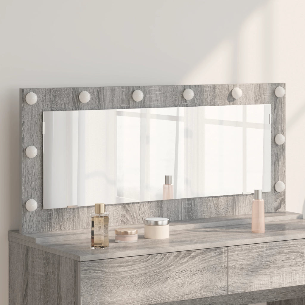 Specchio da toeletta con luci LED Grigio Sonoma 100x45x18 cm