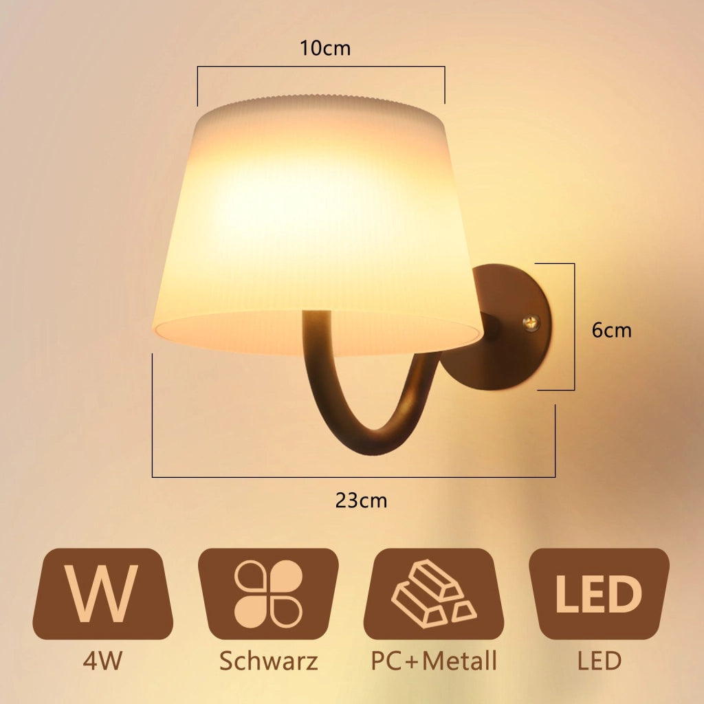 ZMH Lampada da parete per interni a batteria con interruttore applique da parete LED dimmerabili nere senza fili moderne