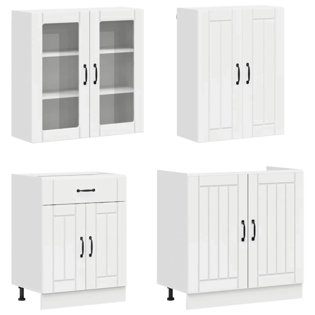 Unità Cucina LUCCA 4 pcs Bianco Lucido Legno ingegnerizzato 3438319