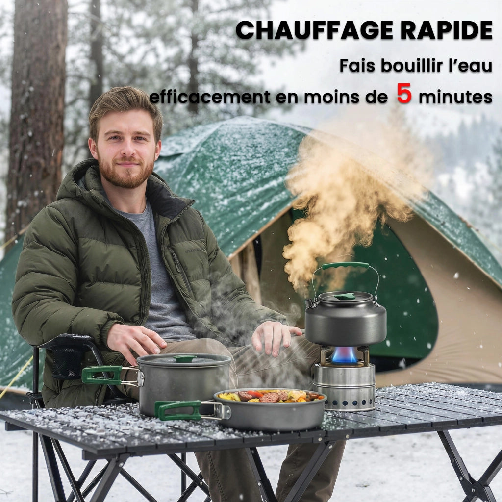 Kit de Casseroles Camping 11 Pcs Cuisine de Camping Compact Gris