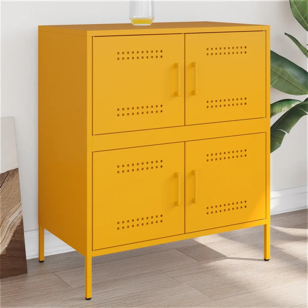 Credenza Giallo Senape 68x39x79 cm in Acciaio 842955