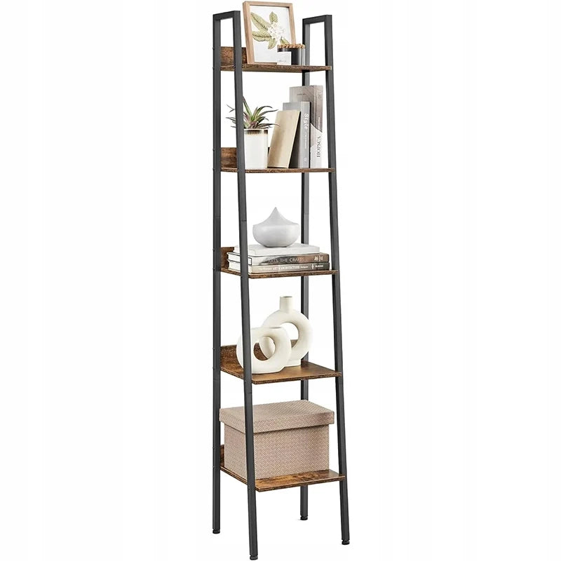 Scaffale in metallo e materiale ligneo nero 170x33,8x30 cm