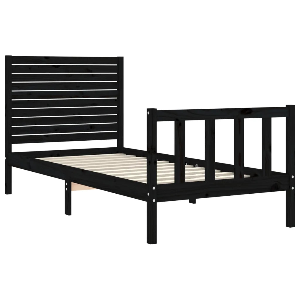 Giroletto con Testiera Nero Small Single in Legno Massello 3193170