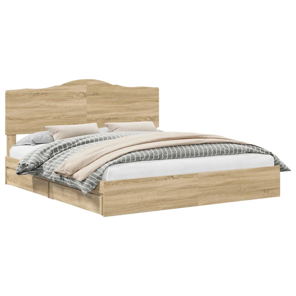 Letto con Contenitore con testiera Rovere Sonoma 180 x 200 cm