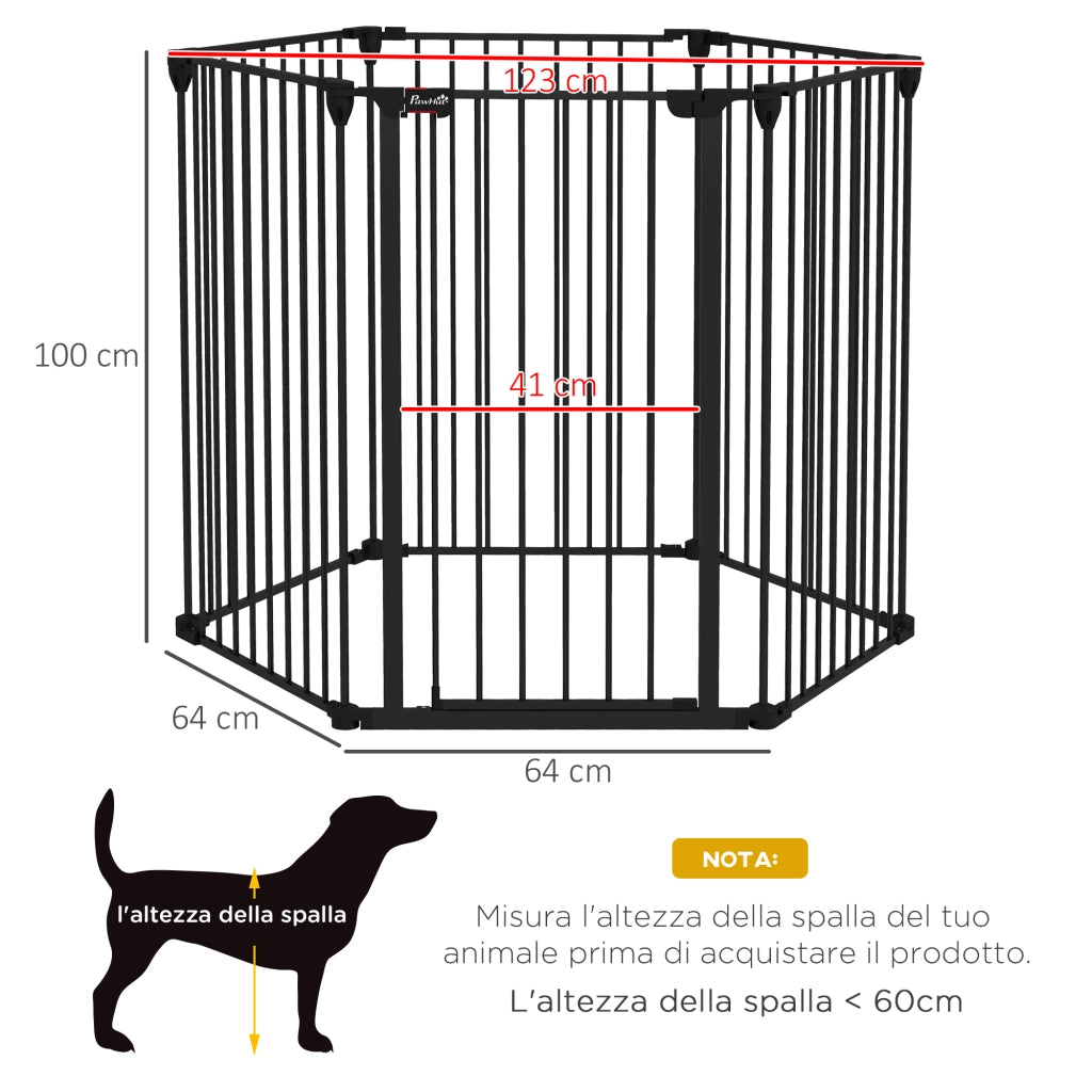 Cancellino Pieghevole per Cani ¨C zephmum ¨C Nero, Acciaio e Plastica, 123x102x100 cm