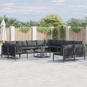 Set Divano da Giardino con cuscino 13 pcs Nero Acciaio 3379031