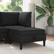 Pouf con Storage Nero Velluto
