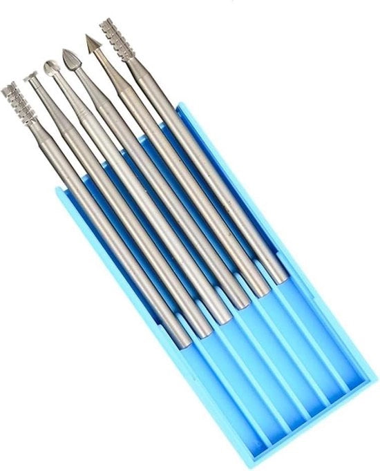 Set di 6 punte per graveatura con frese rotanti in wolframio per microsculottura, lavorazione del legno, 235 mm barra.