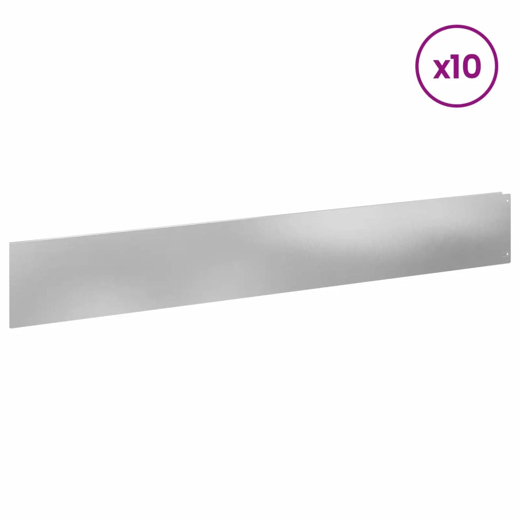 Bordura per Prato 10 pcs 100 x 15 cm Acciaio Argento 8008824