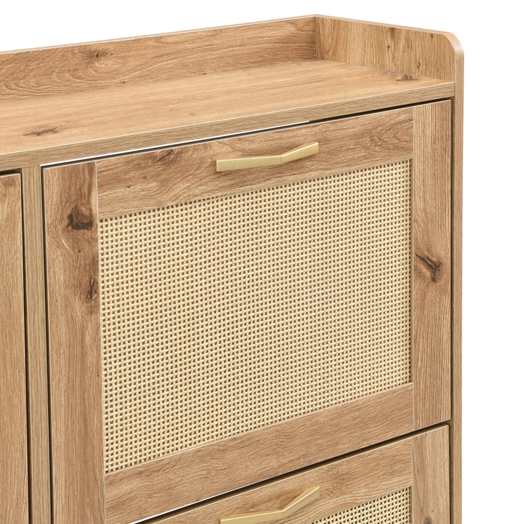 Scarpiera salvaspazio in MDF con struttura in metallo 108;5 x 24 x 100 cm; colore legno