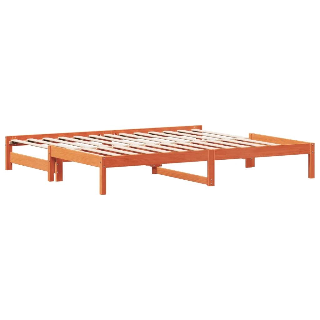 Divano con Letto Estraibile Marrone Cera 90x190cm Massello Pino