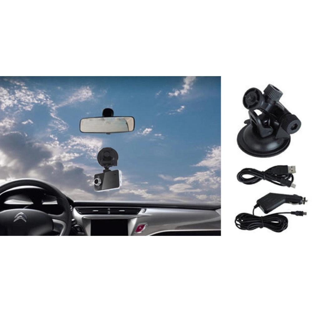 Trade Shop - Videocamera Dvr Per Auto Full Hd 1080 Vehicle Blackbox Con Supporto Per Auto -