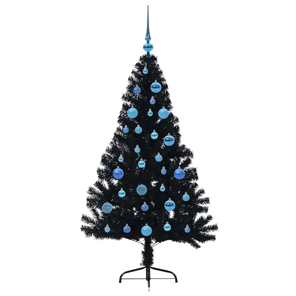 Albero di Natale | Decorazioni natalizie artificiale con luci integrate Nero 150 cm PVC