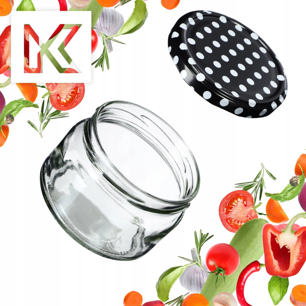 KADAX Denia barattoli per conserve 250ml 50 pezzi 82mm + coperchio "Piselli neri"