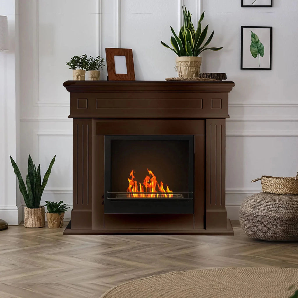 Cambridge - Camino a bioetanolo da terra in legno 110x37xH102 cm, colore marrone