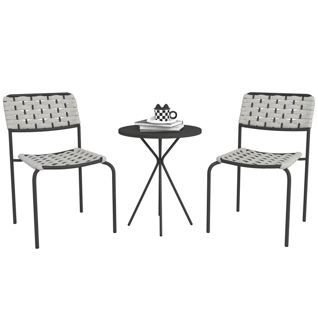 Set Poltrone e Tavolino Polyrattan per Esterno ¨C zephmum ¨C Grigio