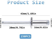 Viti blindate in alluminio - 150 pezzi - 4,8 x 16 mm - Viti blindate con grande testa - Dente in acciaio - Elemento di fissaggio non distruttivo