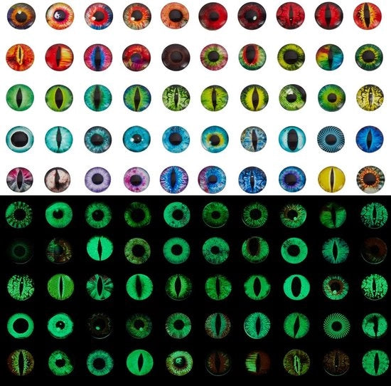 Cabochoni 100 pezzi - Occhio di animale - Luminoso - 12 mm - Autoilluminante - Disco rotondo piatto per la creazione di gioielli - Perle di vetro